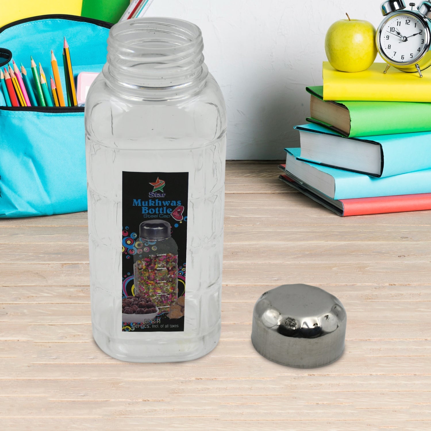 5714 Plastic Transparent Mukhwas Bottle With Steel Cap / Mouth Freshener / Dryfruits Multipurpose Air Tight and BPA Free Kitchen Storage Bottle (1 Pc) 5714 Plastic Transparent Mukhwas Bottle With Steel Cap / Mouth Freshener / Dryfruits Multipurpose Air Tight and BPA Free Kitchen Storage Bottle (1 Pc)